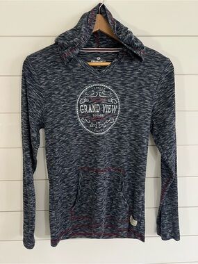 Grand View Lodge Hooded Pullover Top Womens Medium Minnesota Vacation Resort